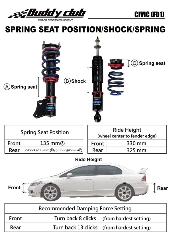 Buddy Club - Sport Spec Damper Coilovers Kit Honda Civic 06-11 (BC02-SSHFD1) Online Hot Sale