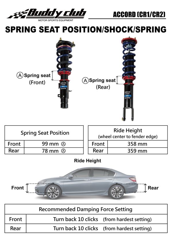 Buddy Club - Sport Spec Damper Coilovers Kit Honda Accord 13-17 (BC02-SSHCR1) For Discount