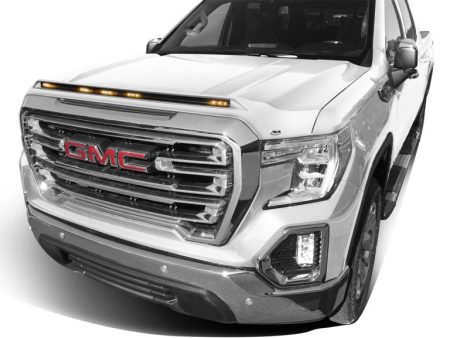 AVS 19-22 GMC Sierra Aeroskin Low Profile Hood Shield w  Lights - White Frost Tricoat Online Hot Sale