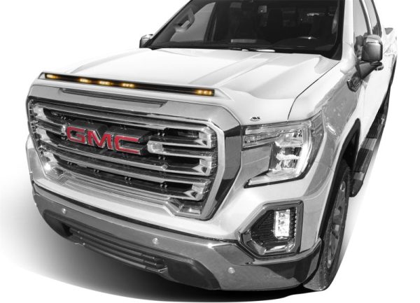 AVS 19-22 GMC Sierra Aeroskin Low Profile Hood Shield w  Lights - White Frost Tricoat Online Hot Sale